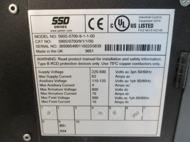 SSD DRIVES 590S-0700-9-1-1-00 220-500VAC 63A NSMP
