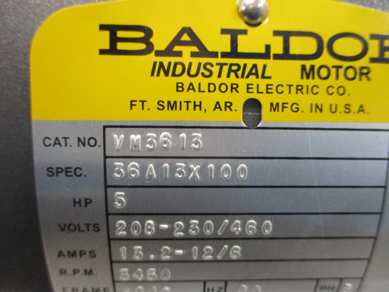 BALDOR VM3613 36A13X100 208-230/460V 13.2-12/6A NSMP