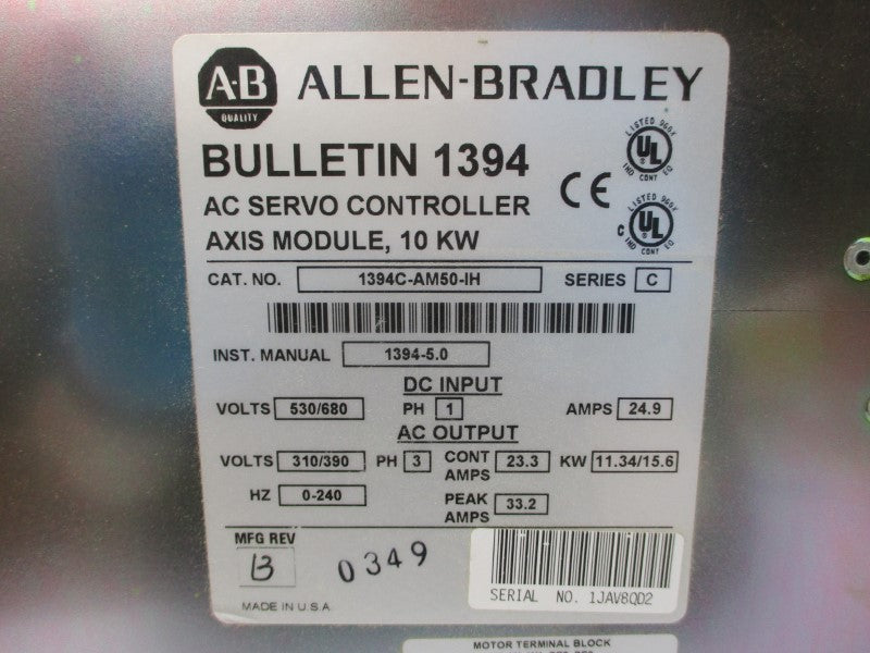ALLEN BRADLEY 1394C-AM50-IH SER. C 310/390VAC 24.9A REV. 13 (BR/WH) NSMP