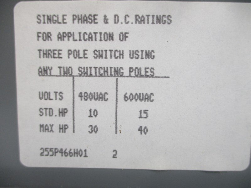 WESTINGHOUSE FDPS363R 2611007G04 SER. B 600VAC 100A NSMP