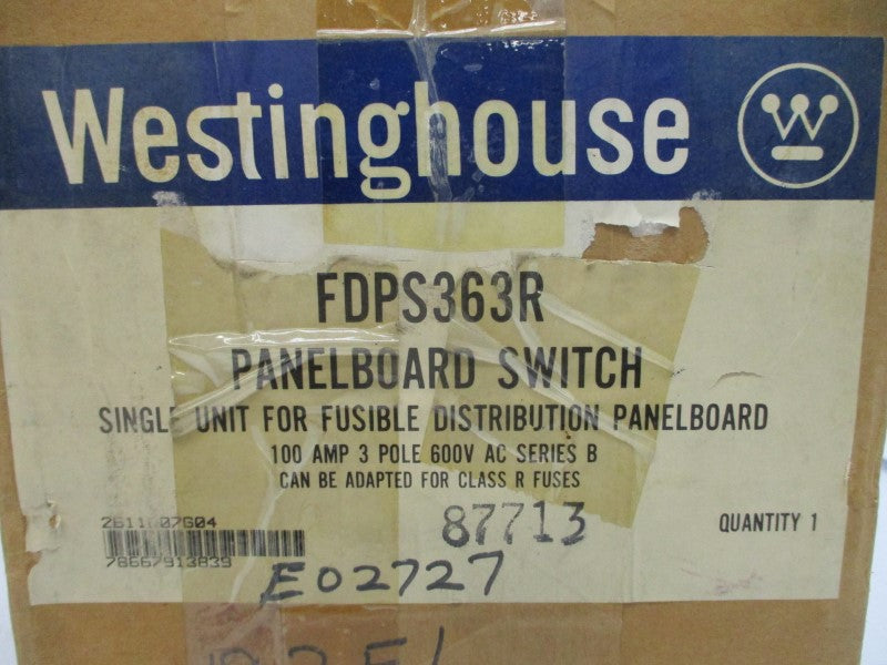 WESTINGHOUSE FDPS363R 2611007G04 SER. B 600VAC 100A NSMP