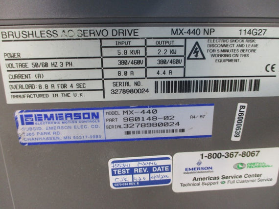 EMERSON 960148-02 MX-440 380/460VAC 8.0A (AS PICTURED) UNMP