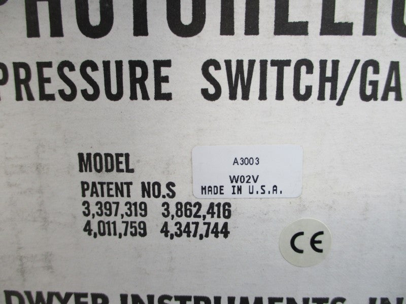 DWYER A3003C 120/240VAC 10A 25PSI 0-3"H2O NSMP