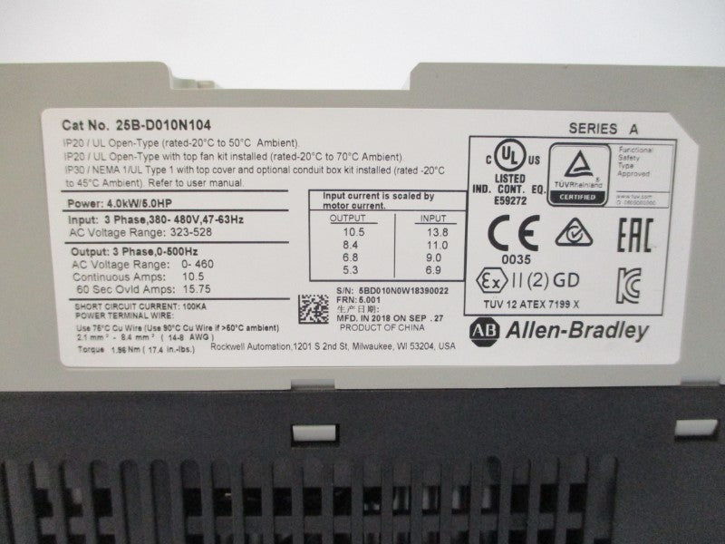 ALLEN BRADLEY 25B-D010N104 SER. A F/W 5.001 NSMP