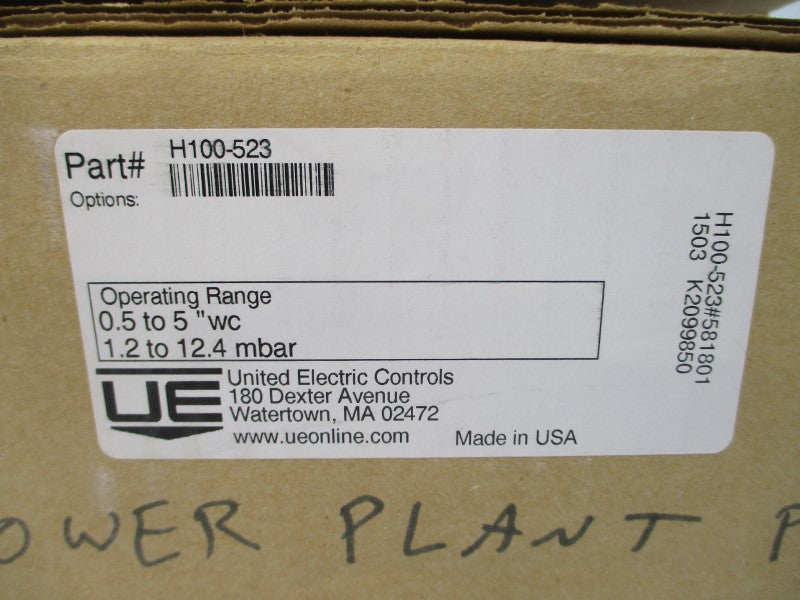 UNITED ELECTRIC CONTROLS H100-523 480VAC 15A 400PSI NSMP