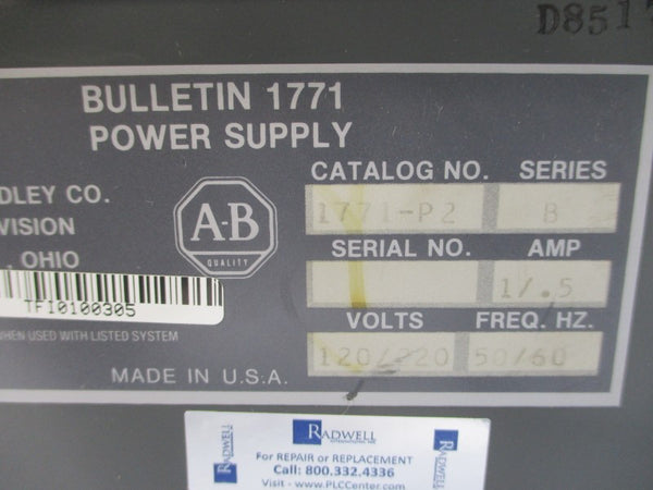ALLEN BRADLEY 1771-P2 SER. B 120/220V 1/.5A NSNP