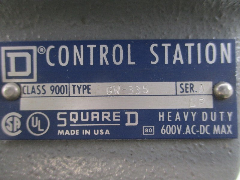 SQUARE D 9001GW335 SER. A 600VAC/DC (AS PICTURED) NSNP
