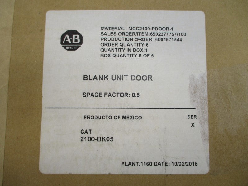 ALLEN BRADLEY 2100-BK05 SER. X (BR/WH) NSMP