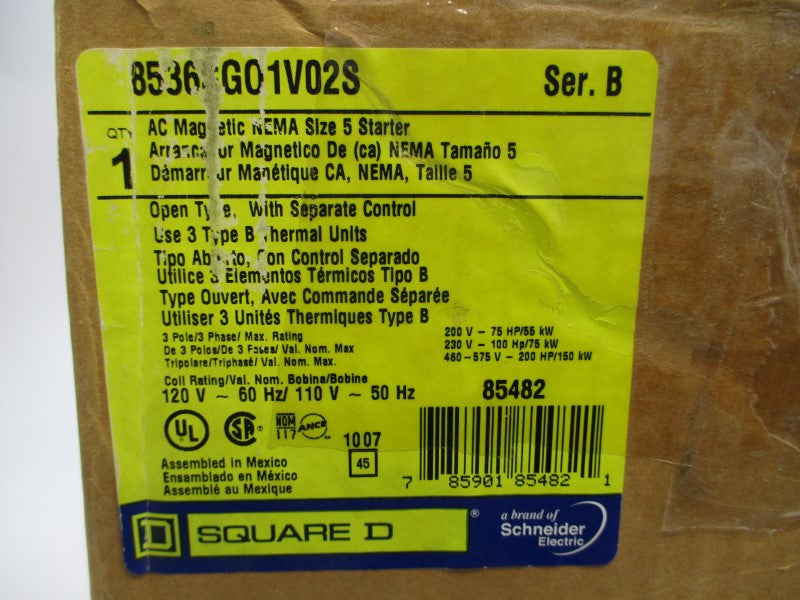 SQUARE D 8536SGO1V02S SER. B 110/120V NSMP