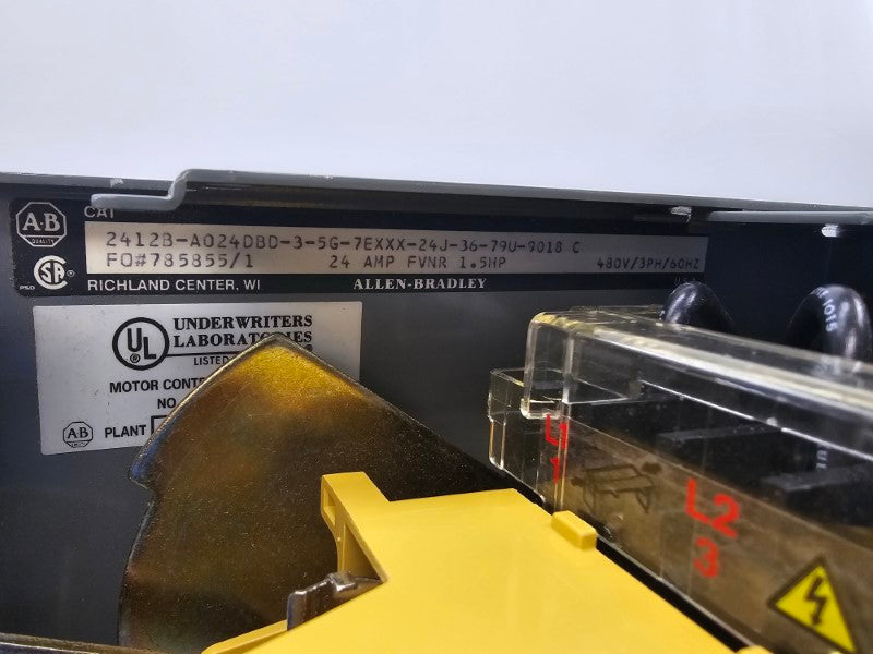 ALLEN BRADLEY 2412B-A024DBD-3-5G-7EXXX-24J-36-79U-9018 SER. C 480V 24A (BR/YL) NSMP