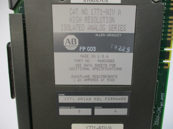 ALLEN BRADLEY 1771-NIV SER. A F/W B 5VDC 1.20A NSMP