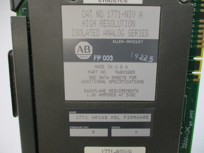 ALLEN BRADLEY 1771-NIV SER. A F/W B 5VDC 1.20A NSMP