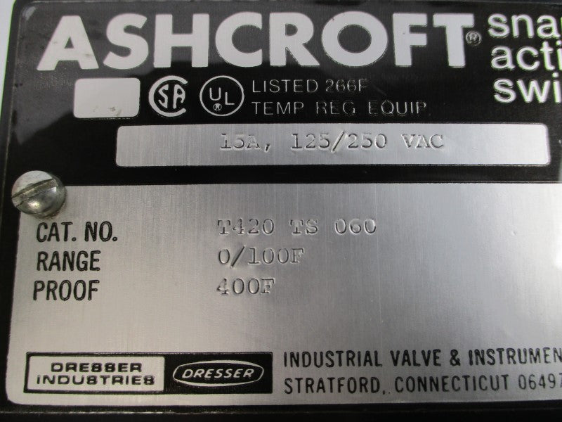 ASHCROFT TT420TS060 125/250VAC 15A NSMP