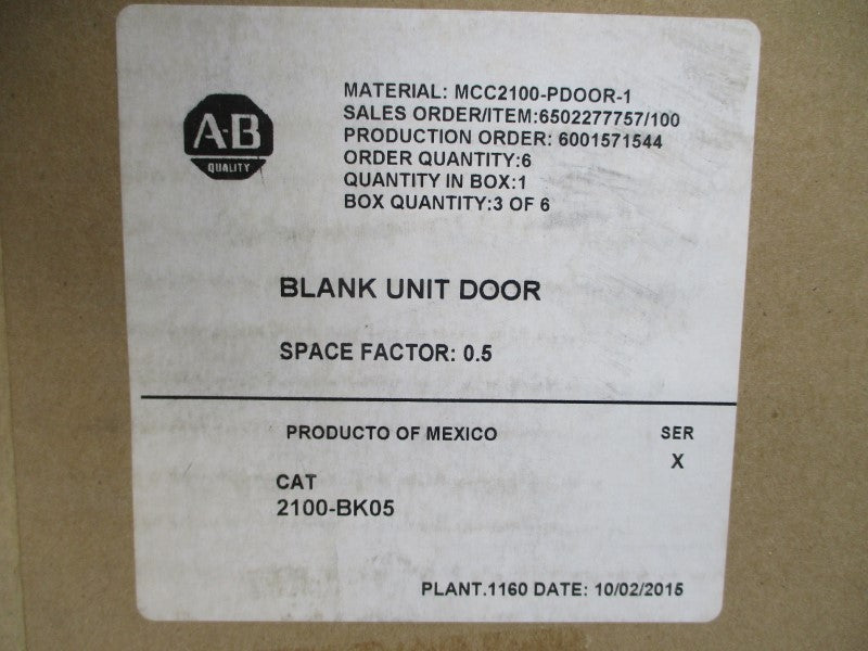 ALLEN BRADLEY 2100-BK05 SER. X (BR/WH) NSFS