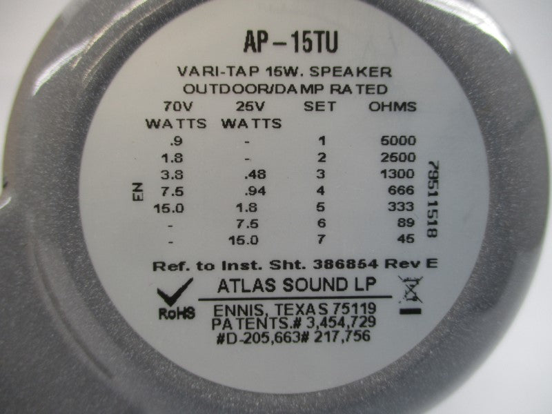 ATLAS SOUND AP-15TU 70V REV. E NSMP