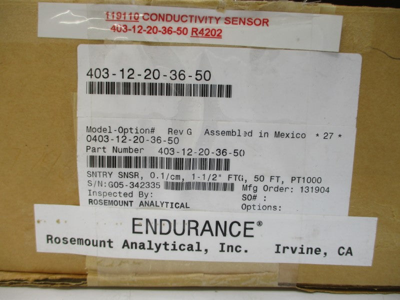ROSEMOUNT 0403-12-20-36-50 250PSI REV. G NSMP