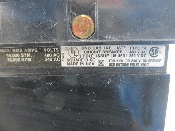 SQUARE D FA-34100 480VAC 100A (BLACK) NSNP