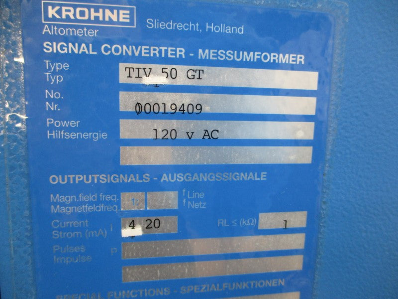 KROHNE TIV50GT 120VAC NSNP