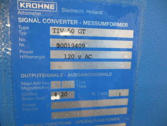 KROHNE TIV50GT 120VAC NSNP
