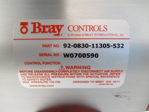 BRAY CONTROLS 416-316-BUNA-750-CI-ANSI150-250 92-0830-11305-532 50PSI 6" NSNP