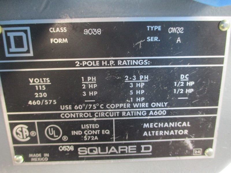 SQUARE D 9038GW32 SER. A 460/575V 572A NSMP