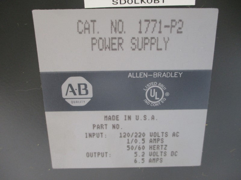 ALLEN BRADLEY 1771-P2 SER. V 120/220V 1/0.5A NSMP