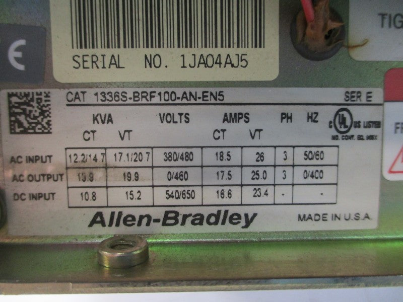 ALLEN BRADLEY 1336S-BRF100-AN-EN5 SER. E 380/480VAC 18.5/26A NSNP