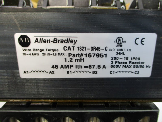 ALLEN BRADLEY 1321-3R45-C SER. A 600V 45A (BR/WH) NSMP