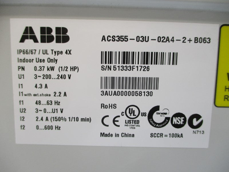 ABB ACS355-03U-2+B063 200-240V 4.3A NSNP