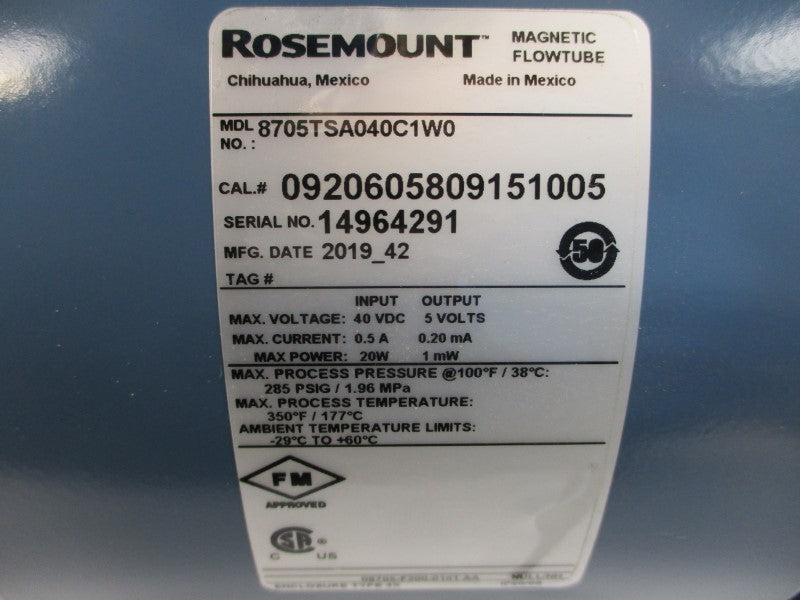 ROSEMOUNT 8705TSA040C1W0 40VDC 0.5A 285PSI NSNP