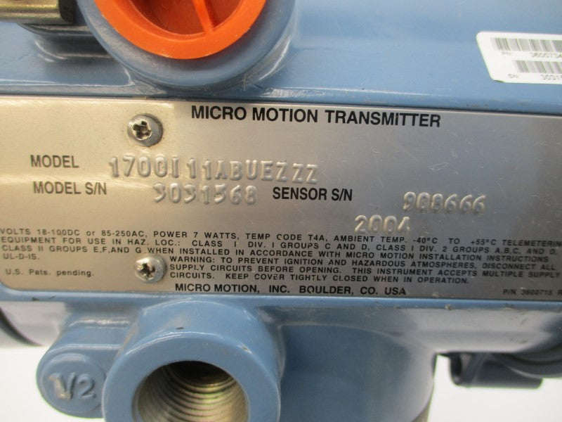 MICRO MOTION T050T6138CAUEZZZZ 17.3V 275PSI NSNP