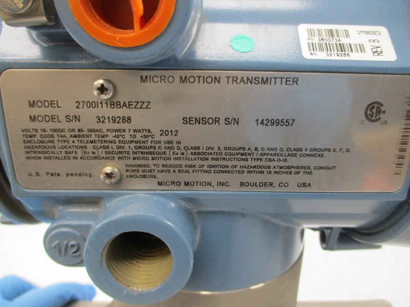 MICRO MOTION F025S113CCAAEZZZZ 85-265VAC 275PSI NSNP