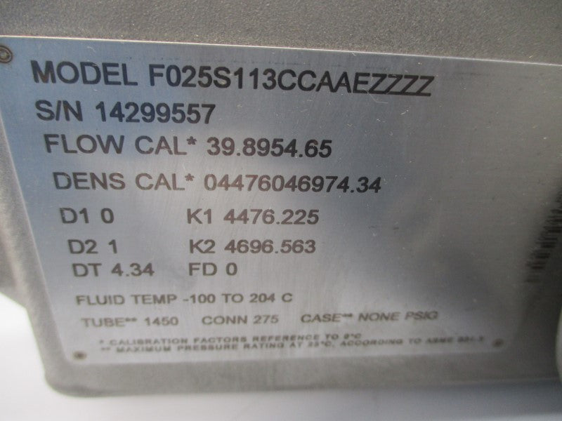 MICRO MOTION F025S113CCAAEZZZZ 85-265VAC 275PSI NSNP