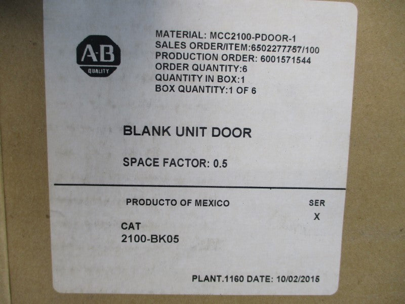 ALLEN BRADLEY 2100-BK05 SER. X DATE: 2015 NSFS