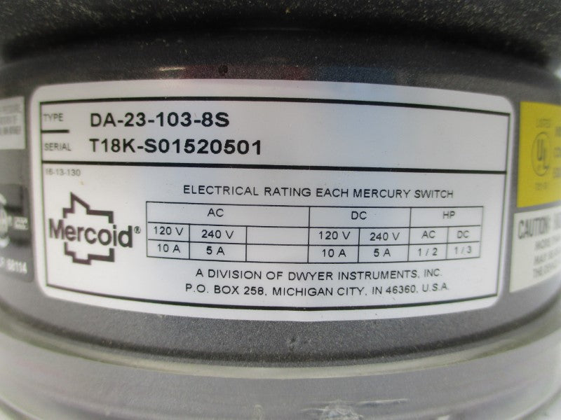 MERCOID DA-23-103-8S 120/240VAC 10A 10-200PSI NSMP