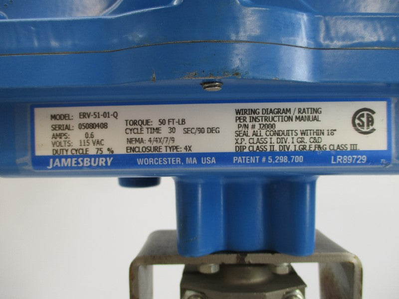 METSO AUTOMATION RE0-02CJJST+T10 W/ JAMESBURY ERV-51-01-Q 115VAC 0.6A 275PSI NSNP
