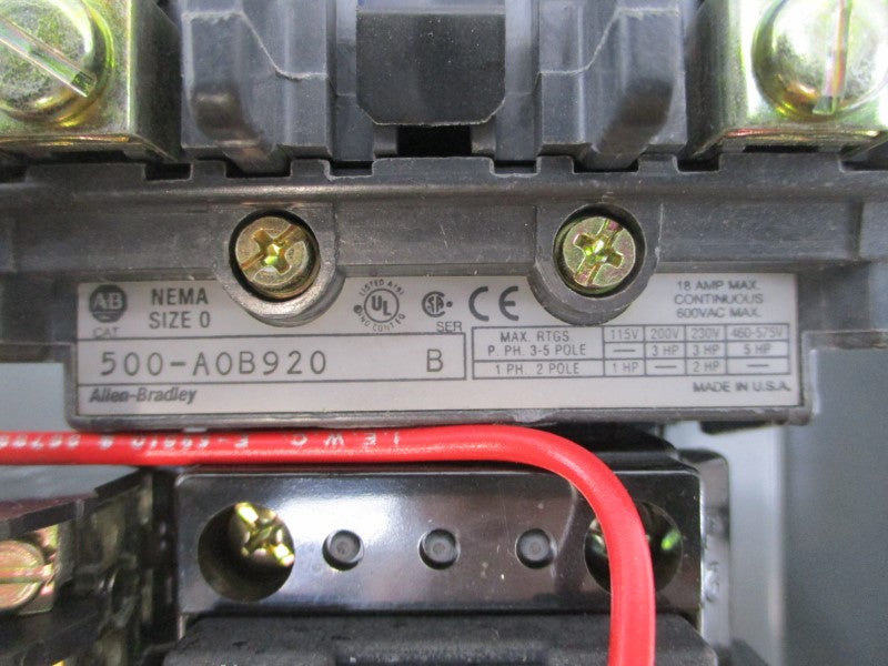 ALLEN BRADLEY 500-AAB920 SER. B 460-480V 18A NSNP