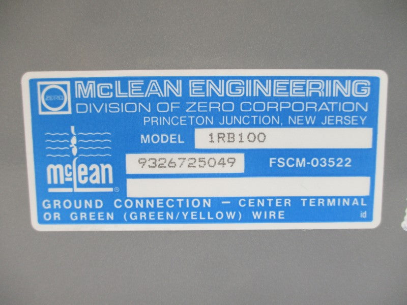 MCLEAN ENGINEERING 1RB100 FSCM-03522 NSNP