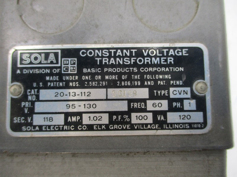 SOLA 20-13-112 95-130V 1.02A UNMP