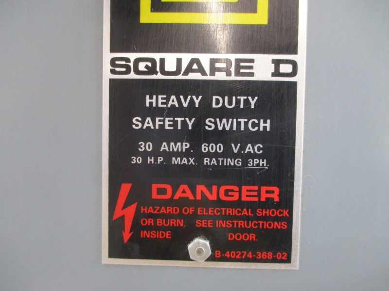 SQUARE D HU361 SER. E1 600VAC 30A UNMP