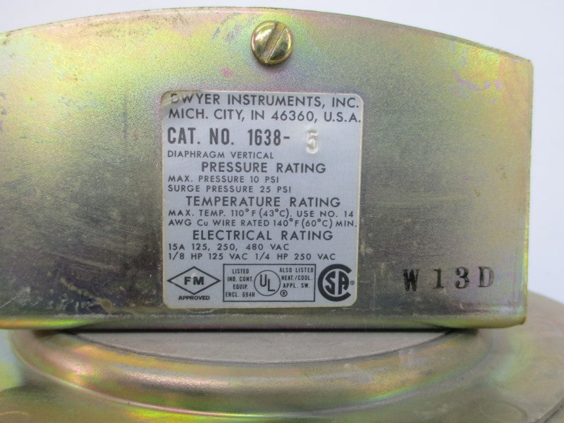 DWYER 1638-5 480VAC 15A 10PSI (AS PICTURED) UNMP