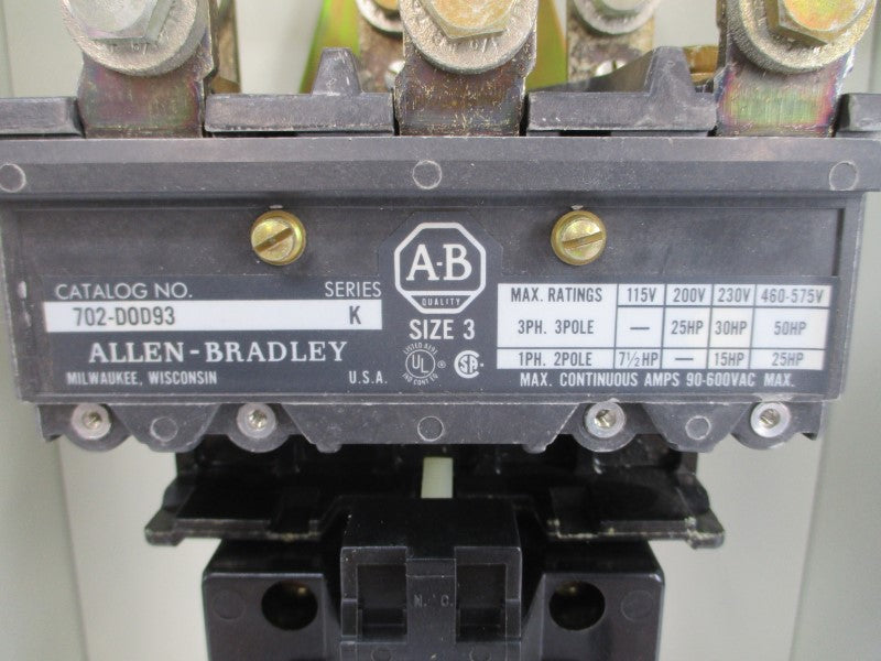 ALLEN BRADLEY 702L-DAD93 SER. K 110/120V 90A NSNP
