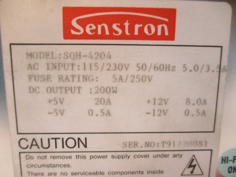 SENSTRON SQH-4204 115/230VAC 5.0/3.5A NSNP