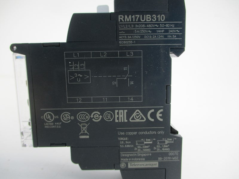 SCHNEIDER ELECTRIC RM17UB310 208-480V 5A NSMP