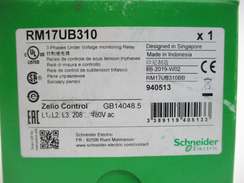 SCHNEIDER ELECTRIC RM17UB310 208-480V 5A NSMP
