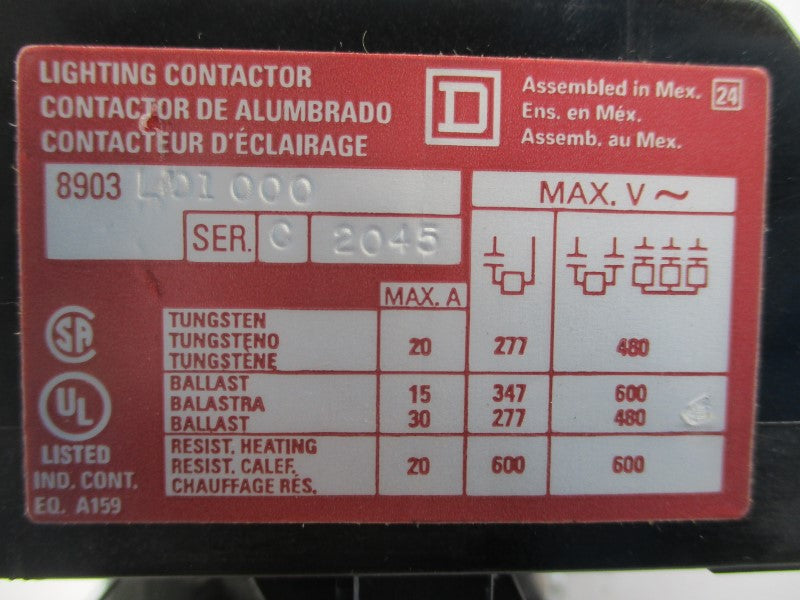 SQUARE D 8903L01000V02 SER. C 110/120V 30A NSNP