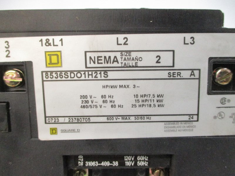 SQUARE D 8536SDO1V02H21S SER. A 110/120V 15-45A NSMP