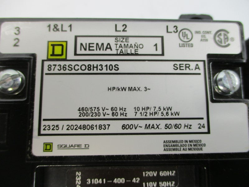 SQUARE D 8736SCO8V02H310S SER. A 110/120V 6-18A NSMP