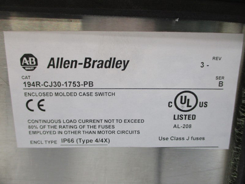 ALLEN BRADLEY 194R-CJ30-1753-PB SER. B 30A (BR/WH) NSMP