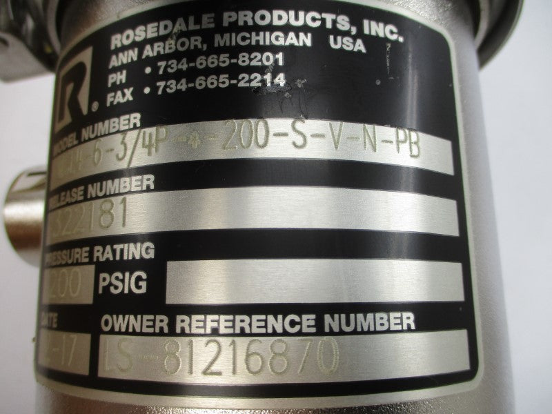 ROSEDALE PRODUCTS MCL4-6-3/4P-*-200-S-V-N-PB 322181 LS-81216870 200PSI NSMP